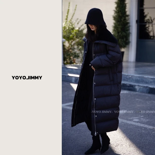YOYO JIMMY【巴黎街头】被子款长款大翻领羽绒外套 y300-cj