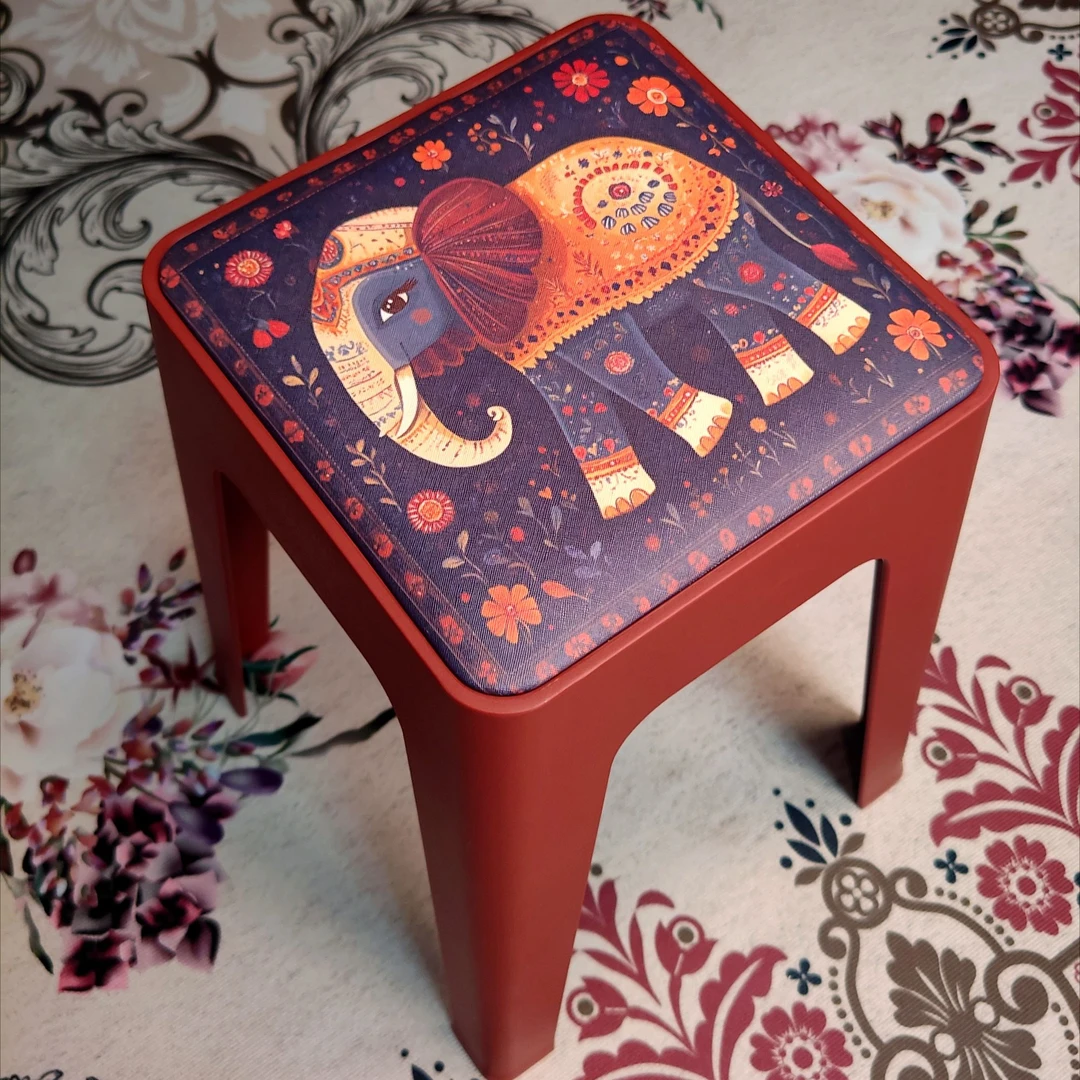 软包凳子吉象孔雀家用餐凳乔迁印花古典创意国风餐桌凳新中式