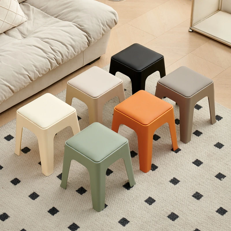 网红轻奢软包方形矮凳茶几凳换鞋凳可爱儿童凳可收纳叠放