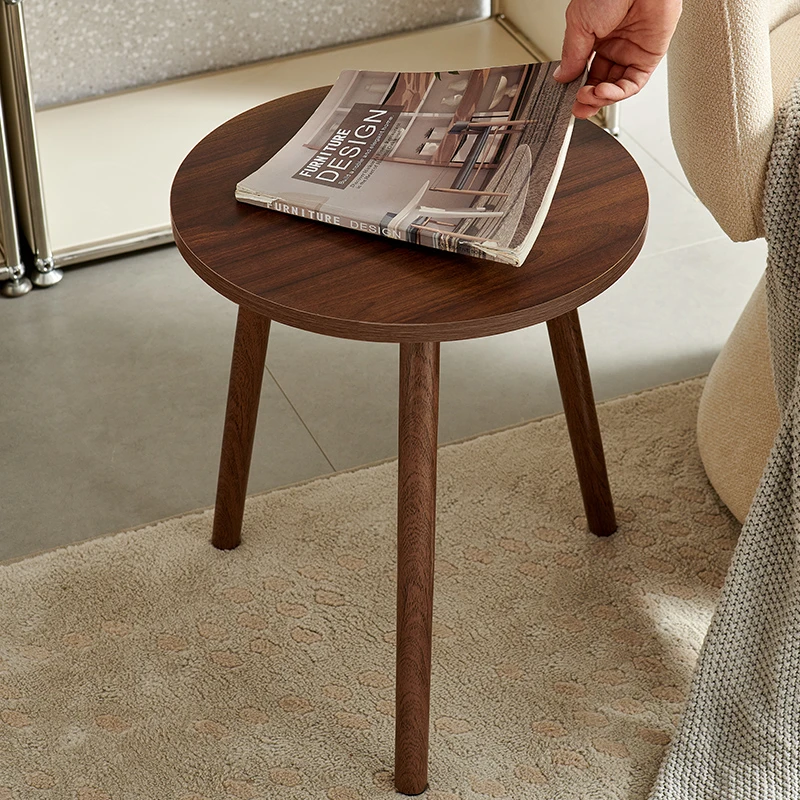 多场景适用实木覆膜小茶几复古风沙发边几床头几