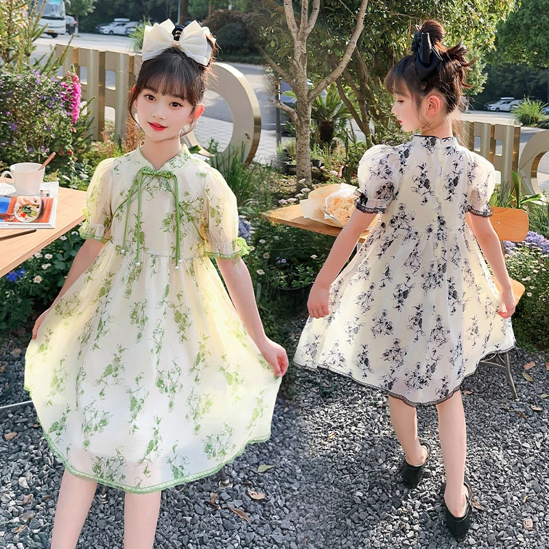 女童连衣裙2023新款小女孩旗袍中国风夏季儿童裙子薄款汉服公主裙