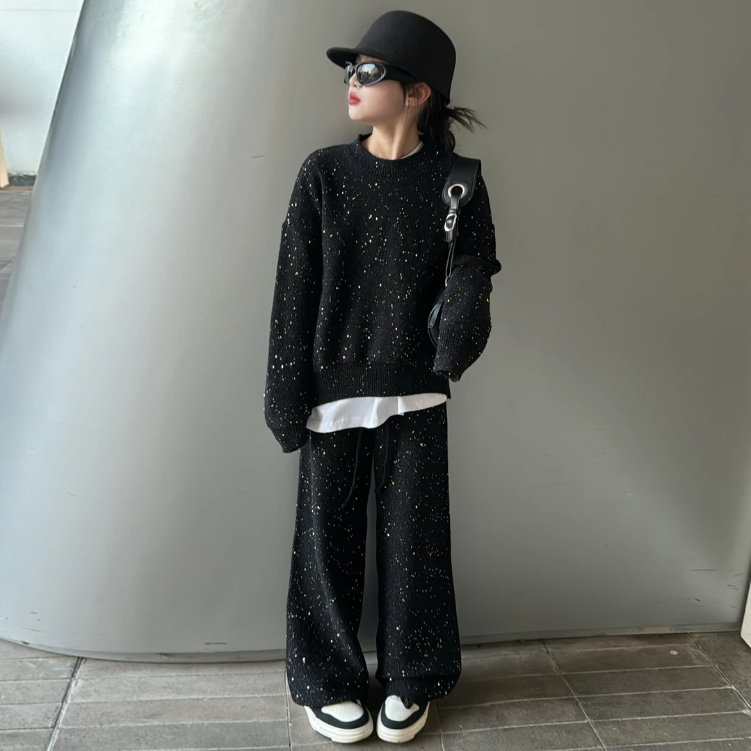 女童网红炸街穿搭2024新款中大童洋气时髦韩范潮服酷帅拽姐套装潮