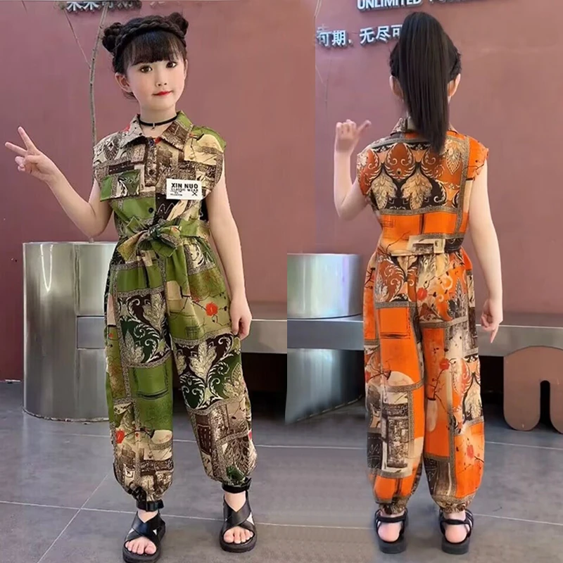 女童夏季套装2024新款网红无袖薄款儿童装女孩时髦洋气休闲两件套