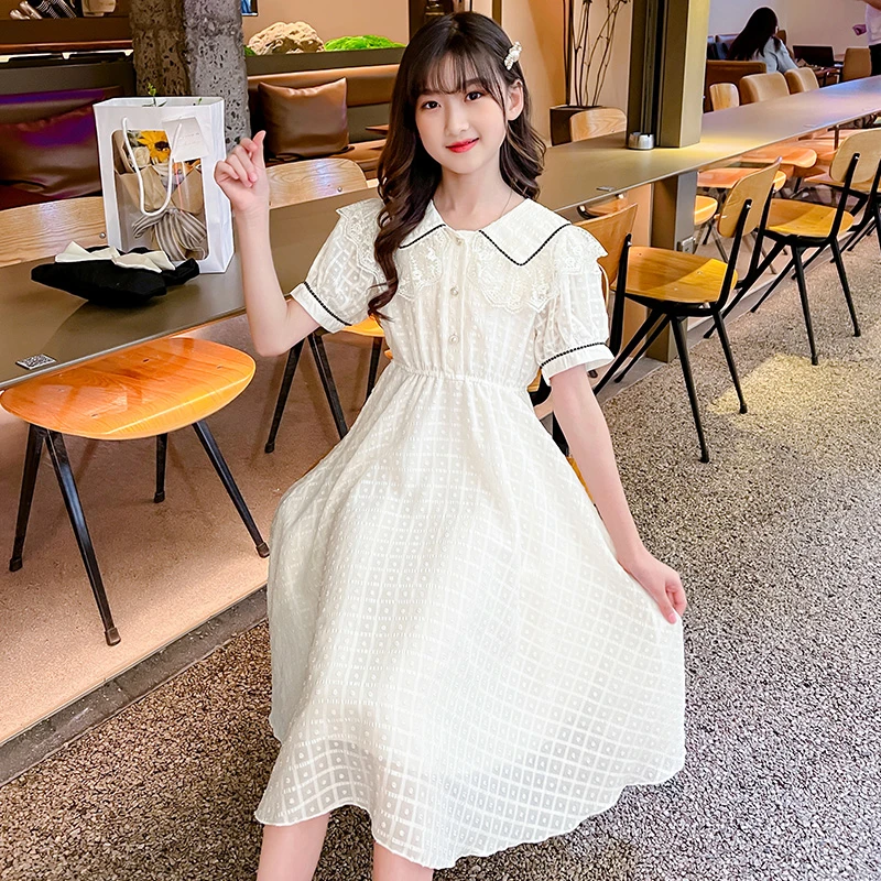 女童连衣裙6-12岁潮款夏装新款大童雪纺公主裙女孩夏季洋气裙子潮