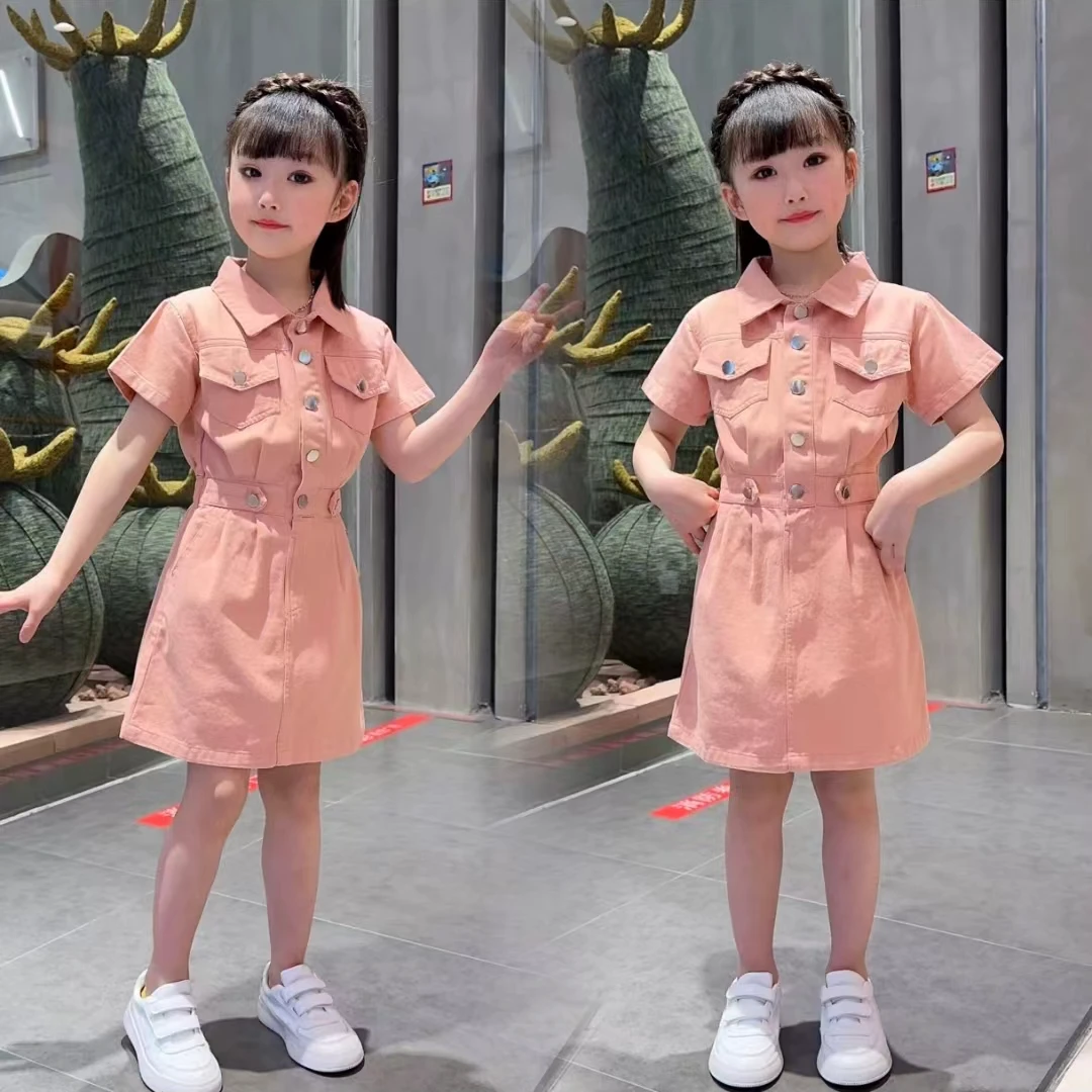 女童连衣裙夏季新款洋气儿童高级感短裙小众设计气质收腰工装裙子