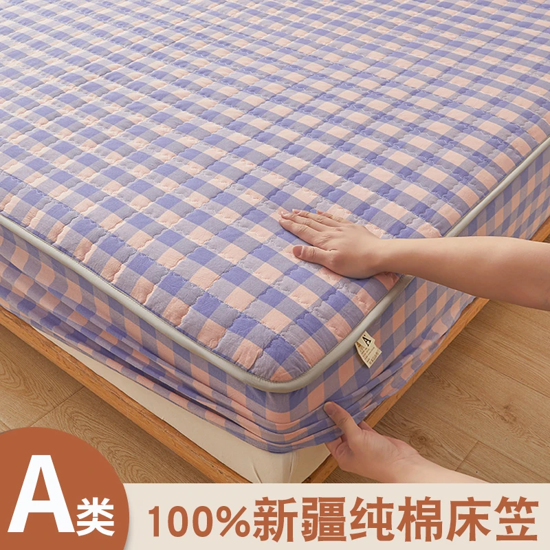 纯棉床笠100%全棉保护罩四季通用款加厚夹棉新款床笠罩床罩单件