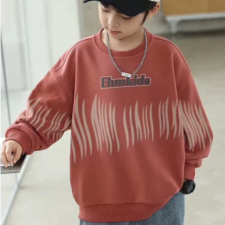 男孩卫衣2024秋季新款韩版百搭中大童长袖上衣潮童圆领秋衣F102