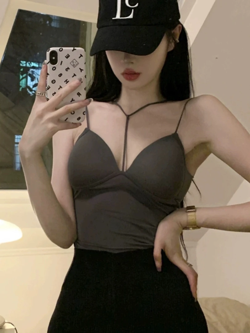纯欲风美背小吊带背心内衣女装2024新款性感挂脖外穿内搭上衣