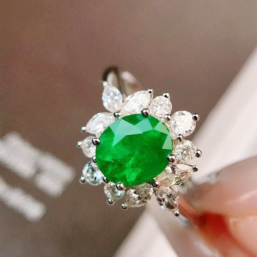 天然祖母绿1.08ct潘杰希尔18k金镶钻戒指女彩色宝石珠宝首饰