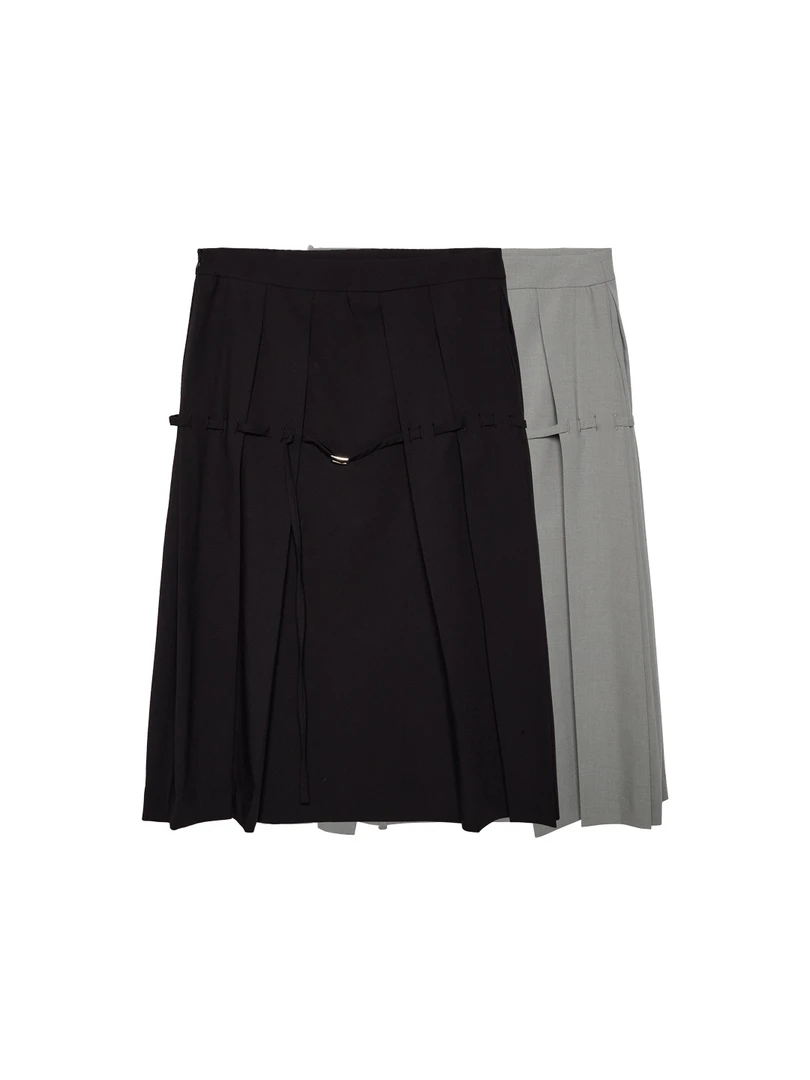 高腰修身显瘦法式百褶原创设计中裙半身裙4129378