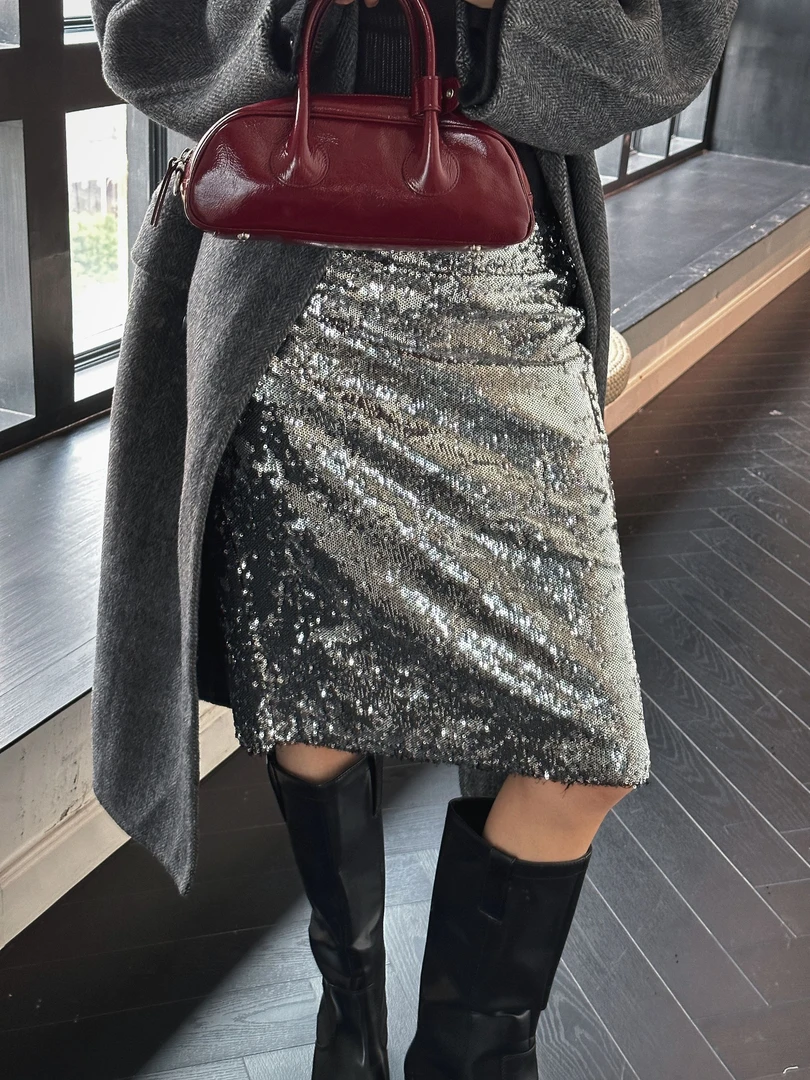 小众设计感原创街头风气质百搭亮片半身裙4529016