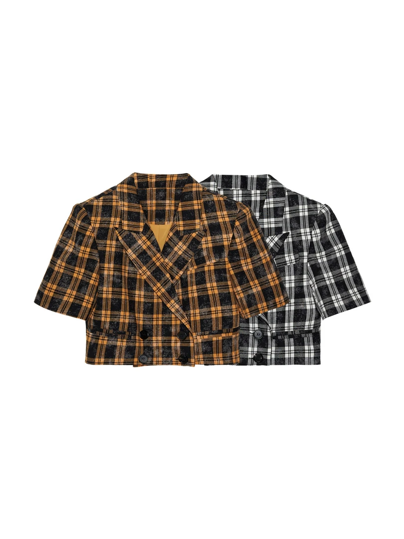 小众设计感原创休闲格子短款外套4117279