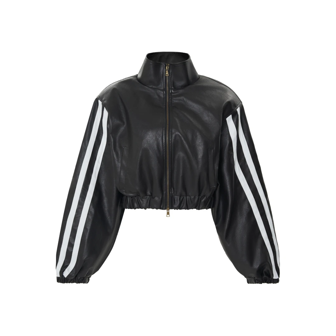 小众设计感原创休闲时尚条纹百搭皮外套4317281