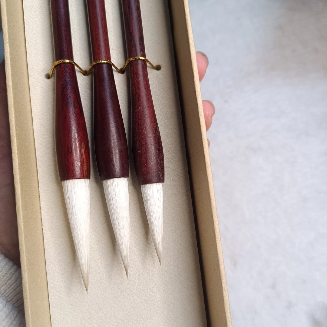 柯檀木笔杆兼毫，出锋5.0口径1.2，出锋4.5口径1.1,出锋3.7口径0.95