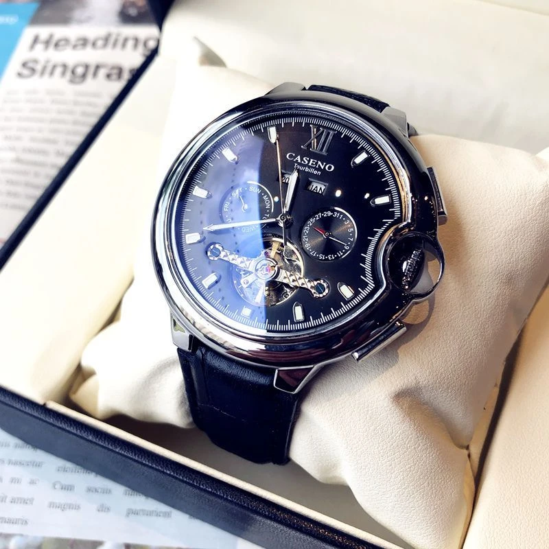 2023新款时尚星辰大海魅影全自动机械手表陀飞轮镂空防水日夜星辰