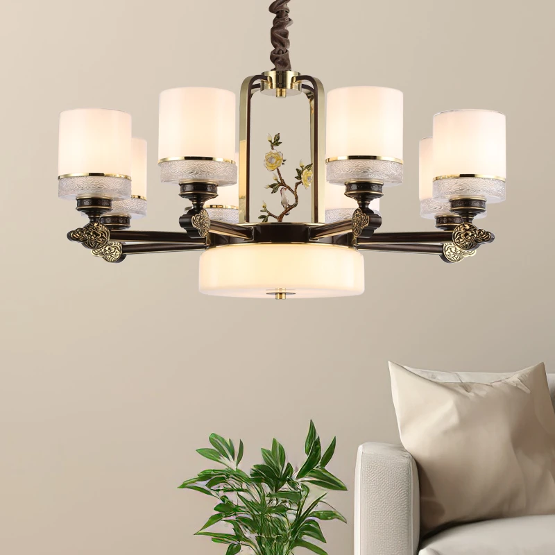 祥云新中式客厅禅意全铜大气中国风餐厅吊灯家用酒店别墅家用复古