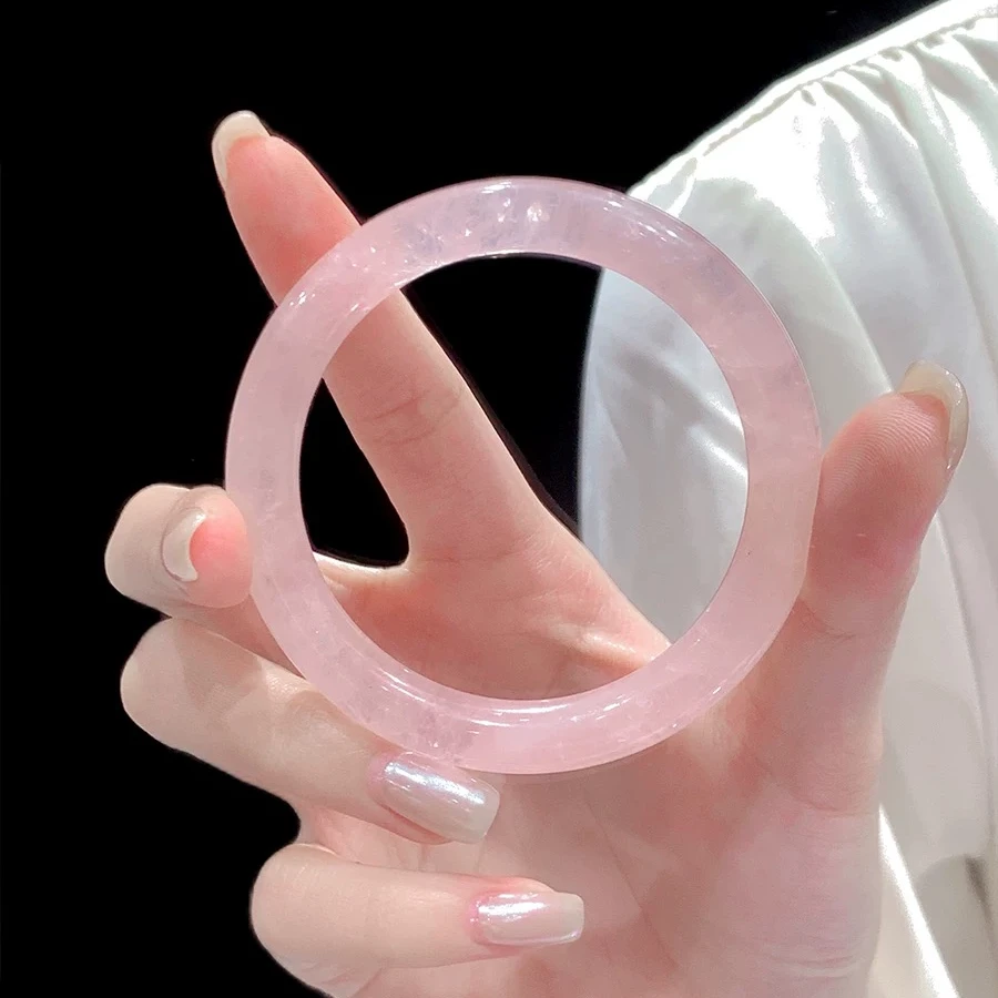 粉水晶手镯纯天然草莓晶手镯清新小众女款镯子少女心ins礼物