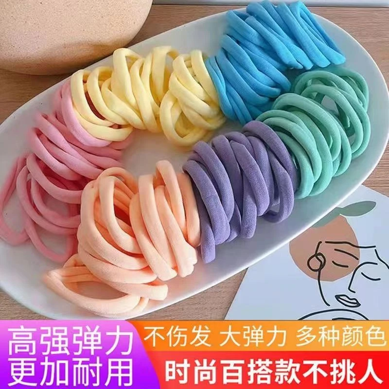 韩版彩色黑色无接缝发圈橡皮筋女扎头高弹力耐用粗扎马尾发绳简约