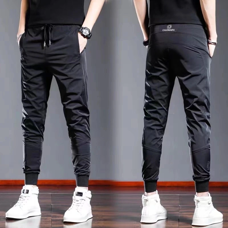 新款休闲裤男士秋季薄款速干运动长裤潮牌修身百搭弹力束脚裤子男