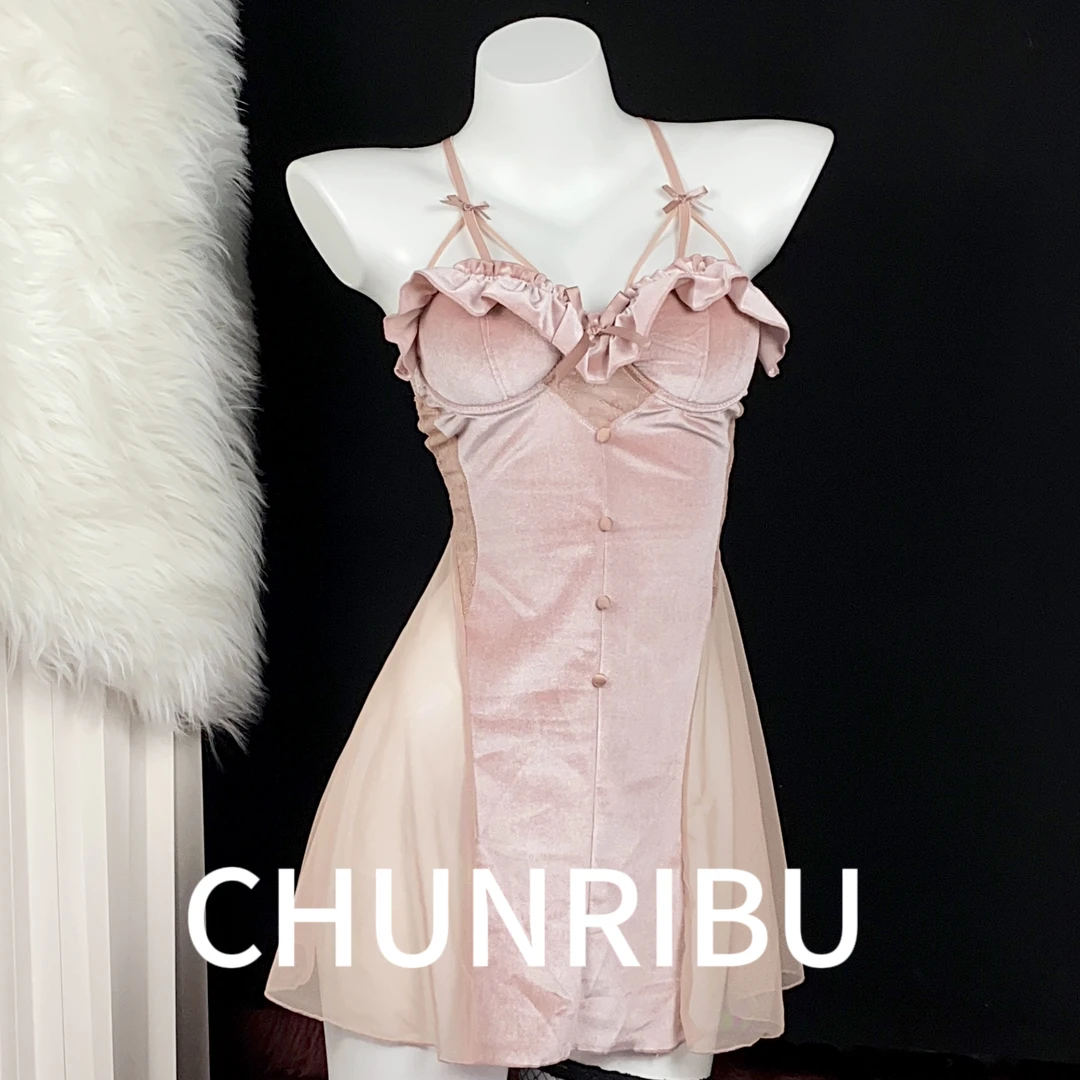 【春日部战衣】朱丽叶 带垫 吊带性感法式秋冬丝绒睡裙