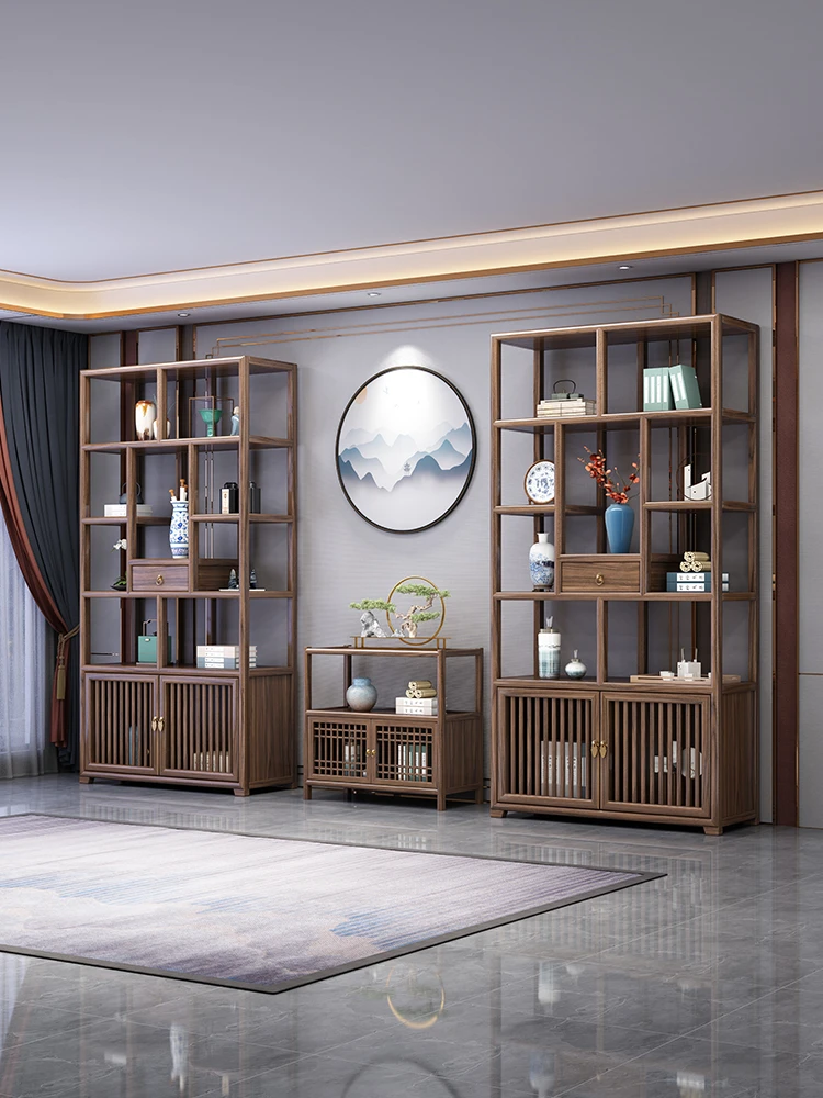多宝阁博古架雕花书架复古品质新中式置物架实木博古架储物架