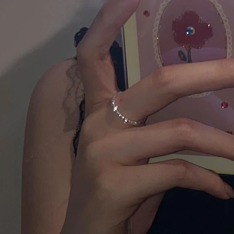 合金戒指 波光粼粼菱面车花开口戒指高级感百搭小众简约百搭潮