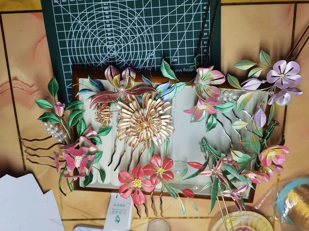 非遗缠花绒花汉服发簪发钗发饰古风发簪手工一物一拍饰品