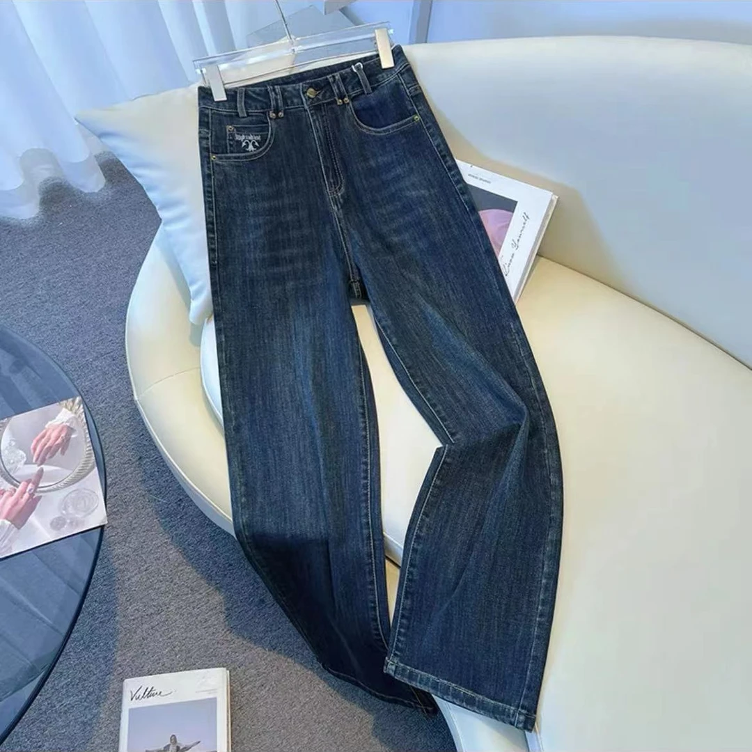 2559裤长102窄版阔腿牛仔裤女秋季高腰显瘦小个子时尚百搭直筒裤