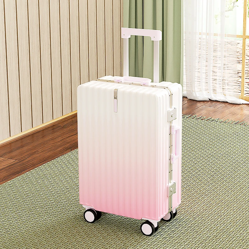 铝框行李箱女网红渐变色旅行箱高颜值潮流拉杆箱20寸大容量密码箱