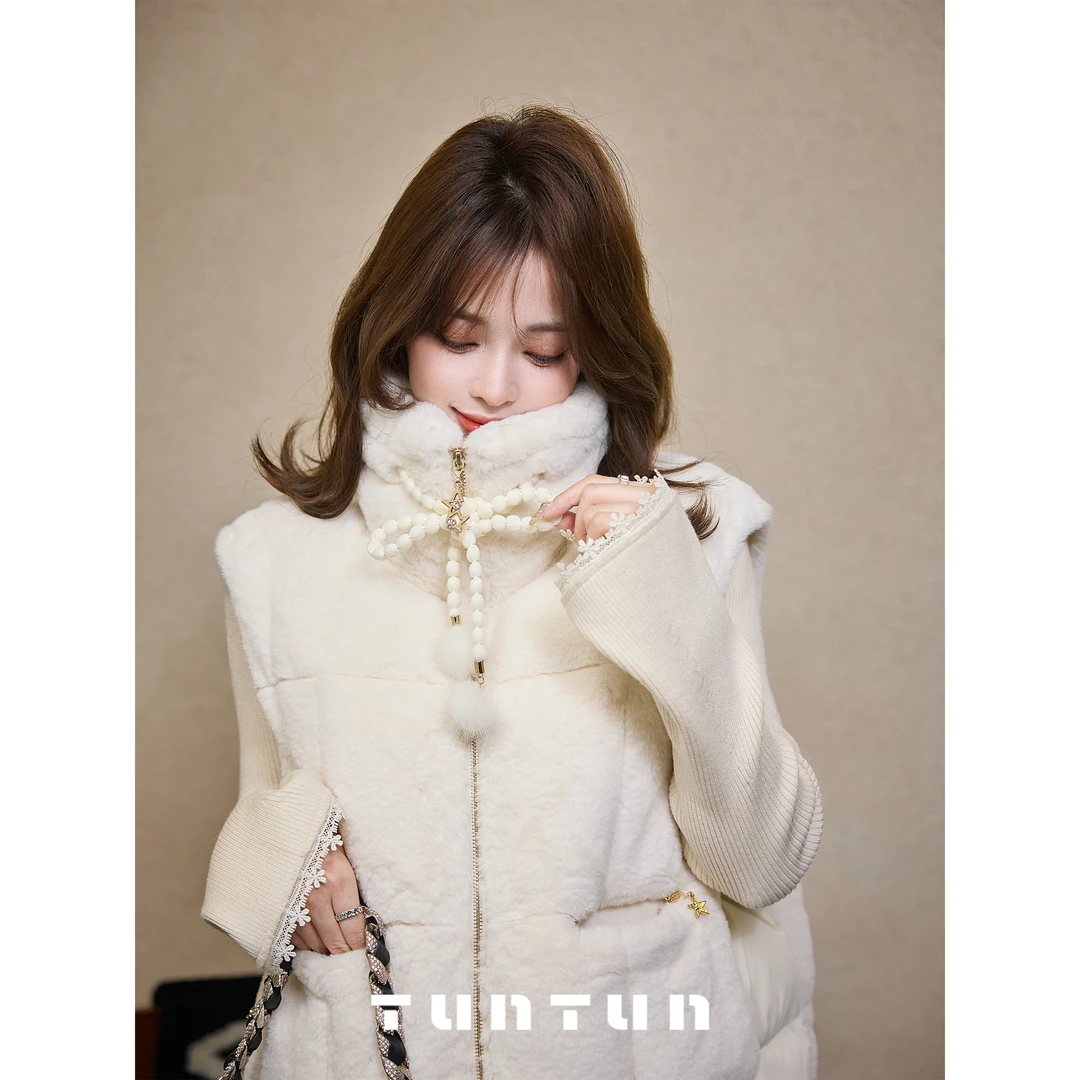 【噗噗云】可爱小雪人 毛毛拼接羽绒马夹4