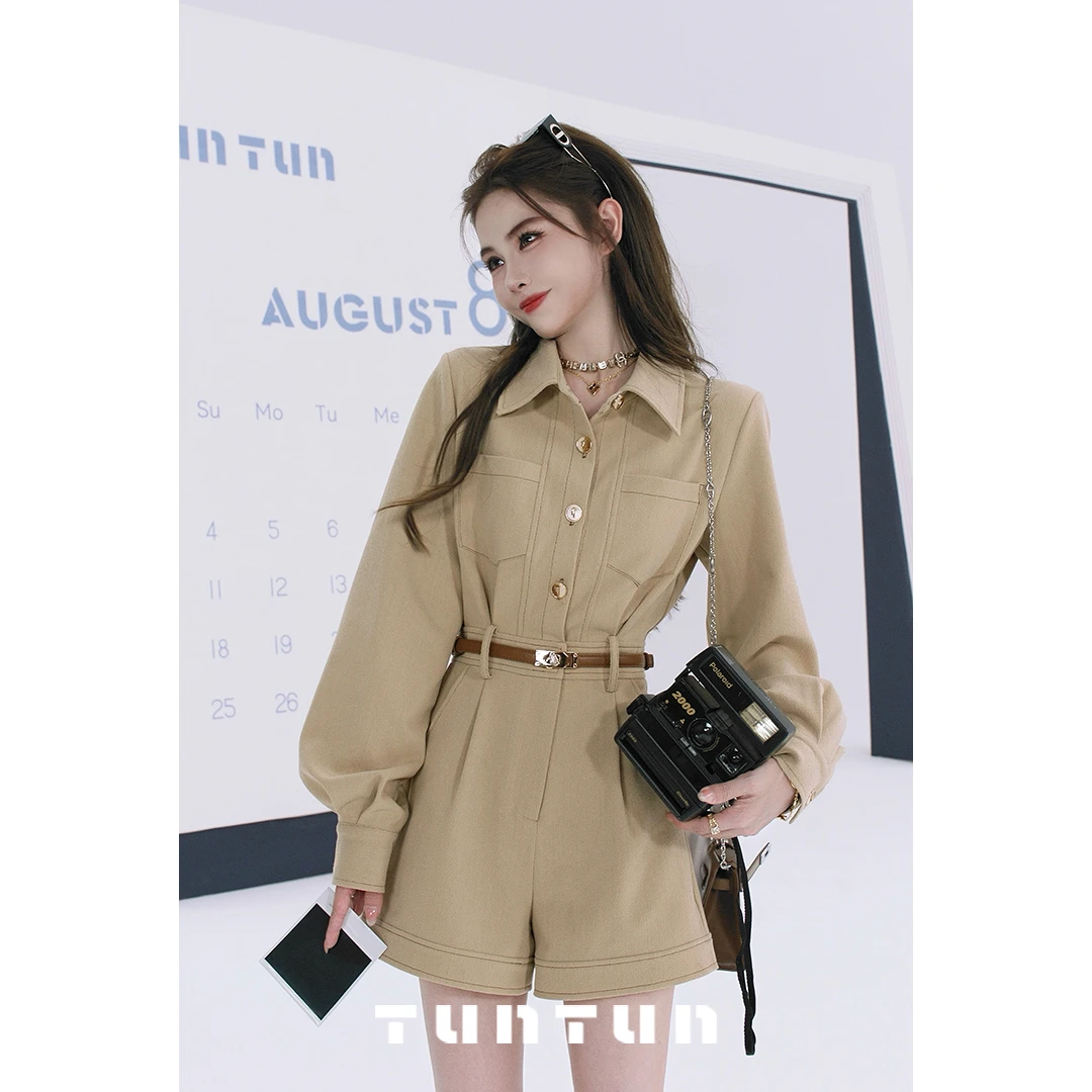 吞吞TUNT【脱颖而出 卡色】比例绝绝子 利落显瘦感衬衫连体裤4