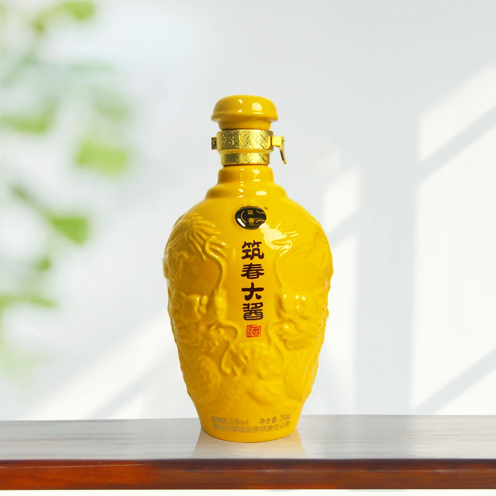 筑春丨大酱黄龙瓶（裸瓶）整箱装酱香型白酒 高端宴请53度750ML*6瓶