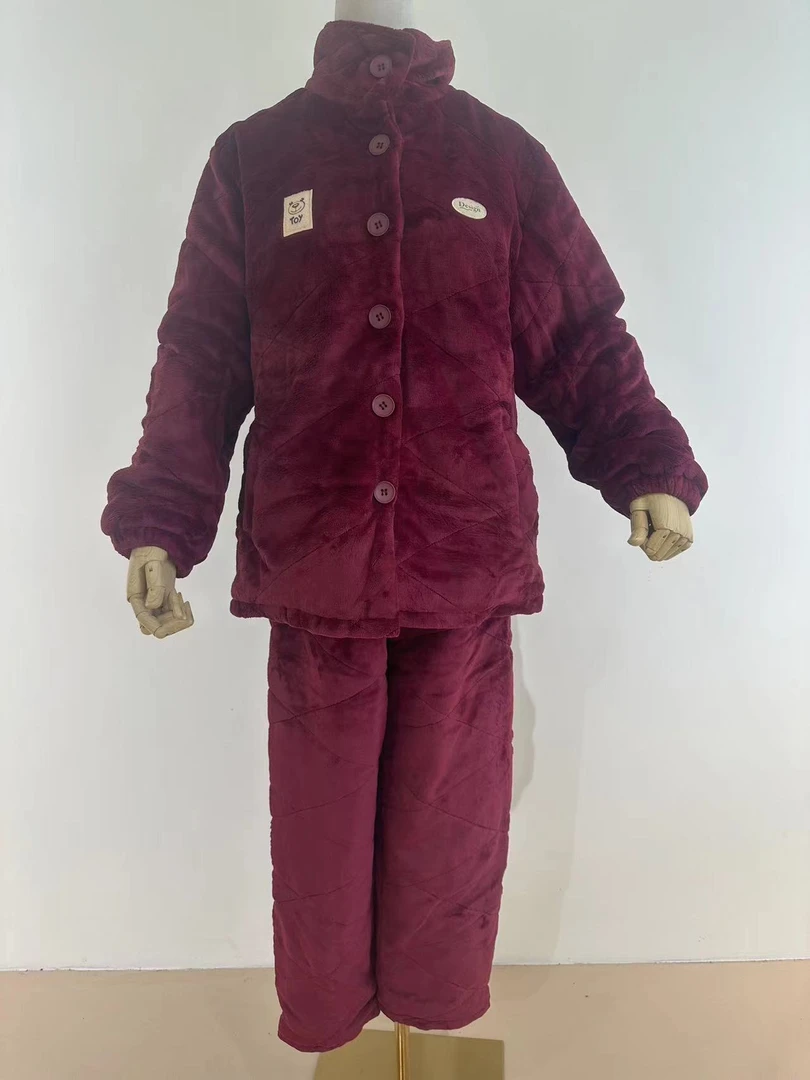 （加棉保暖立领女款）绒公主新款女款立领夹棉家居服