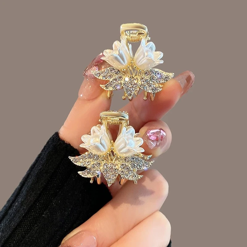 一对装～超仙铃兰花抓夹浪漫法式发抓小号迷你刘海夹甜美发饰A188.