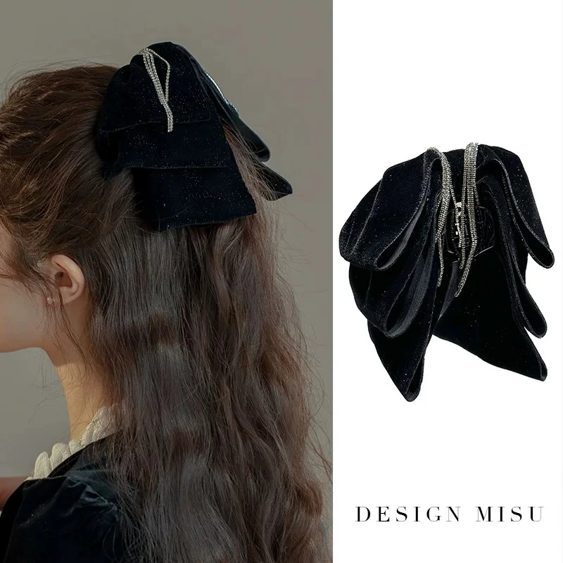 发夹女2024新款发饰蝴蝶结盘发夹子头饰抓夹大号鲨鱼夹发卡A62.