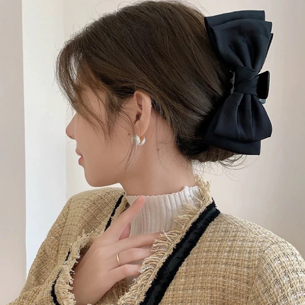 蝴蝶结发夹女生后脑勺公主头抓夹大号新款鲨鱼夹子头饰发饰A01.