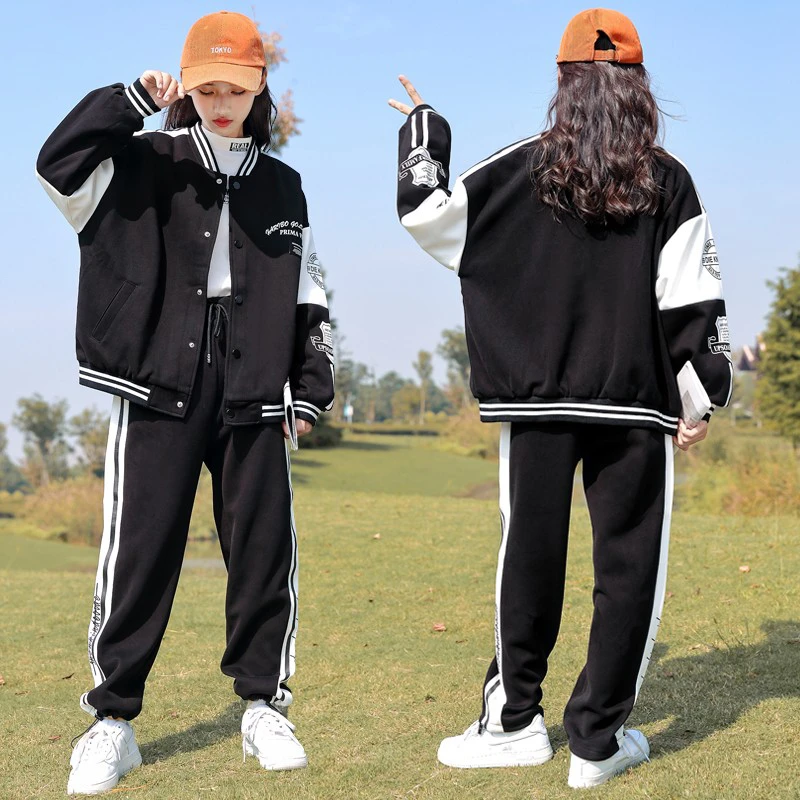 女童中大童秋装2025新款12女孩13秋款休闲韩版15岁棒球服套装洋气