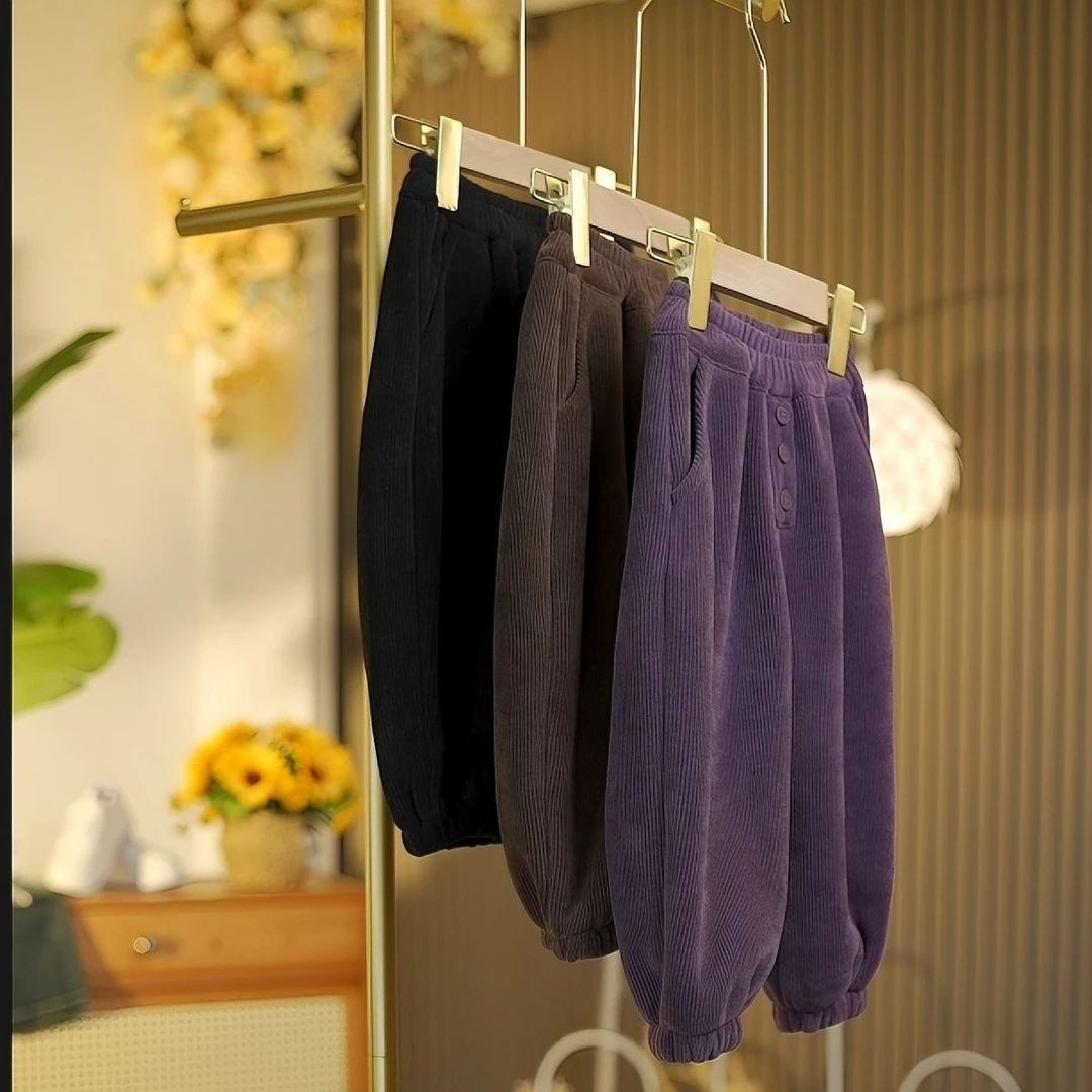 【大猫】】儿童加绒雪尼尔裤子冬季一体绒女童外穿加厚棉裤男童JC106