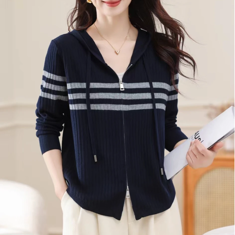 【断码清仓】帽衫毛衣外套拉链开衫女宽松大码上衣桐乡毛衣