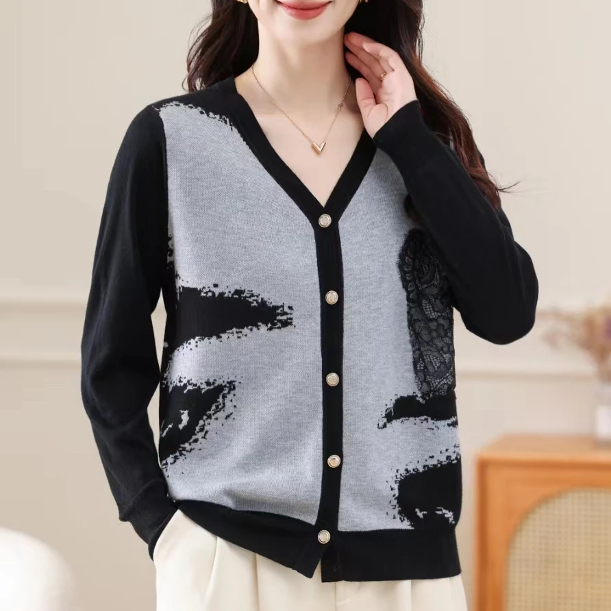 【断码清仓】蕾丝开衫女宽松大码针织上衣桑蚕丝羊毛披肩