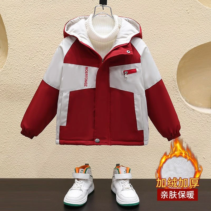 男童冬装棉衣2024新款洋气儿童秋冬季加棉外套时髦男孩派克服棉袄