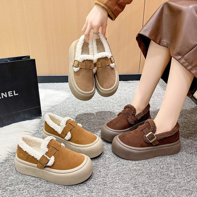 96813冬季新款勃肯女鞋加绒厚底板鞋女鞋子休闲鞋TD