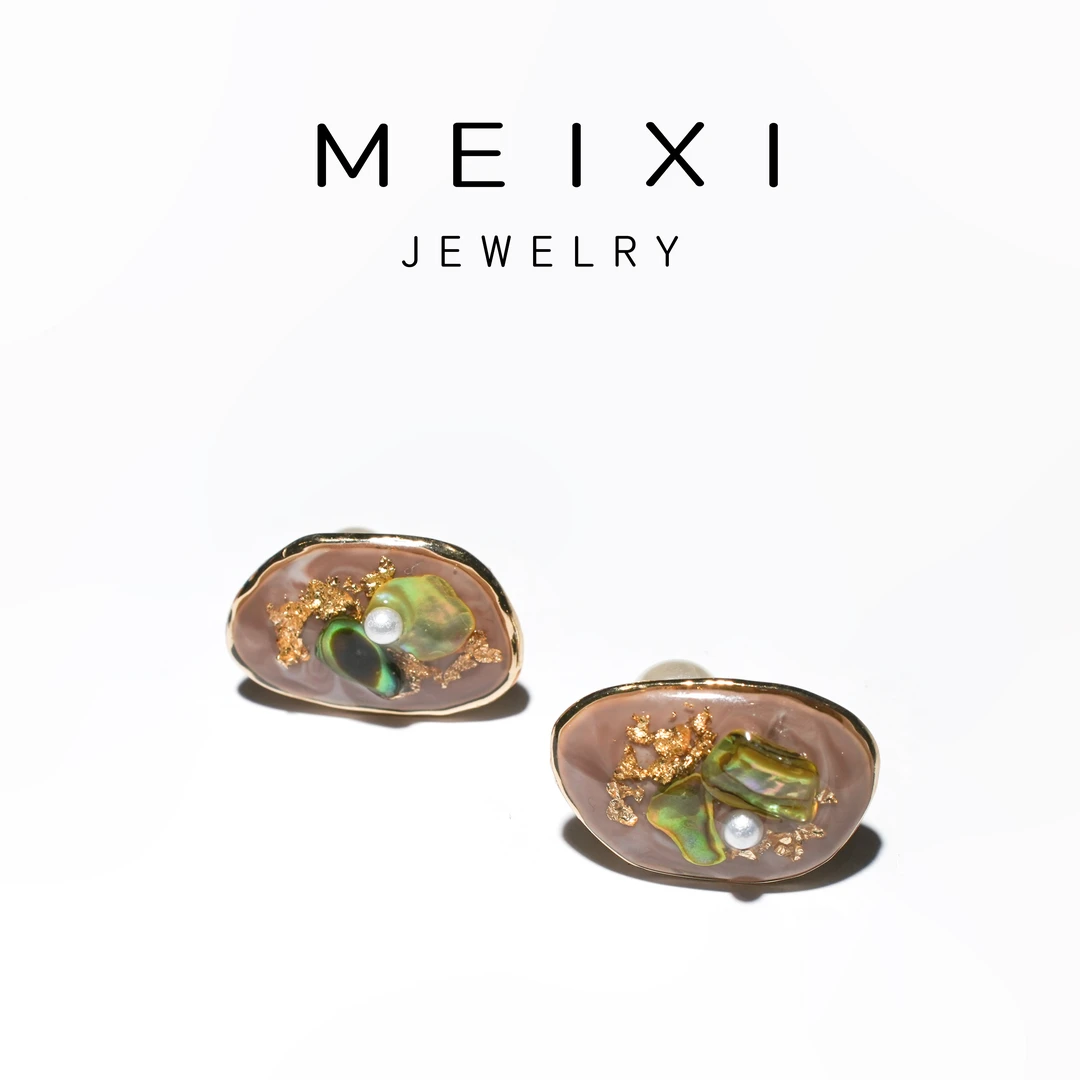 非金属树脂耳饰 【原创手作】手工调色紫色气质时尚百搭耳钉