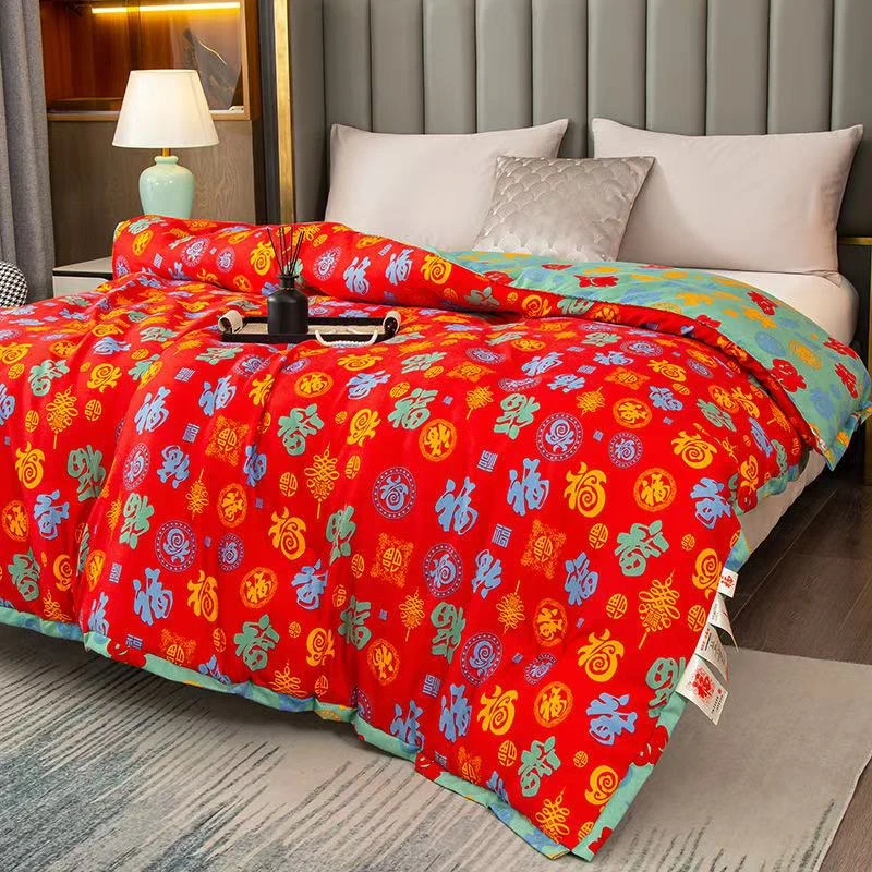 A类亲肤棉被秋冬百福被加厚保暖春秋居家日用双人冬被