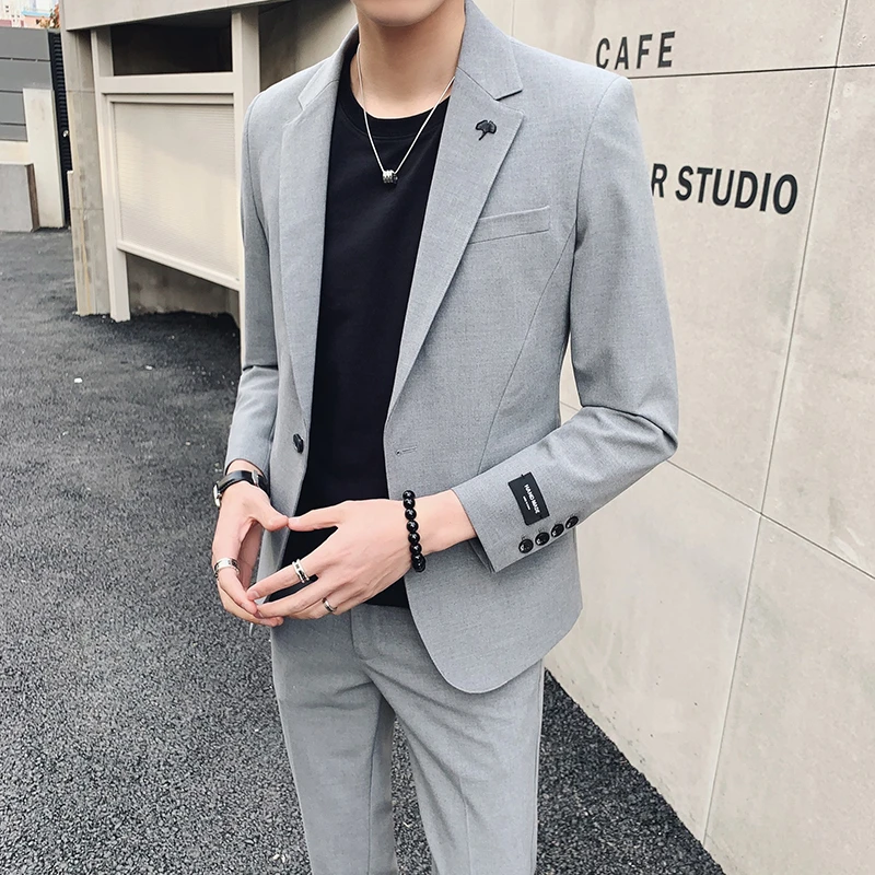 【气质立体裁剪】轻奢新款伴郎英伦痞帅休闲小西装韩版男士西服套装