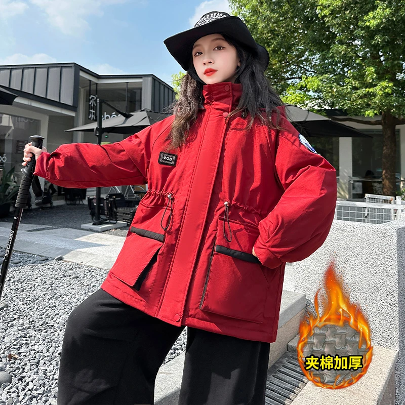 女童羽绒棉服冬季2024新款加厚棉衣中大童炸街冲锋衣工装外套棉袄