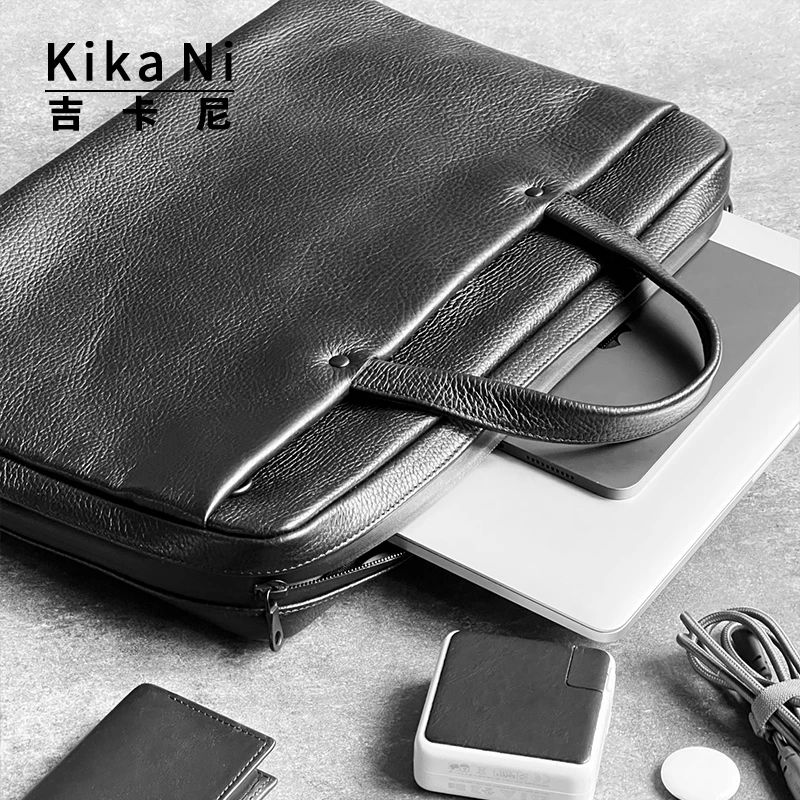 Kika Ni休闲手提斜挎电脑包潮流男士包包新款百搭爆款商务包横款