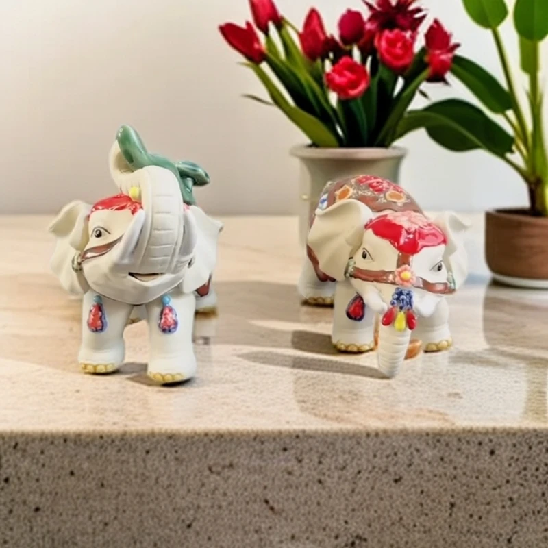精品小福象手工陶瓷吉祥大象网红摆件可爱家居装饰艺术品送礼推荐