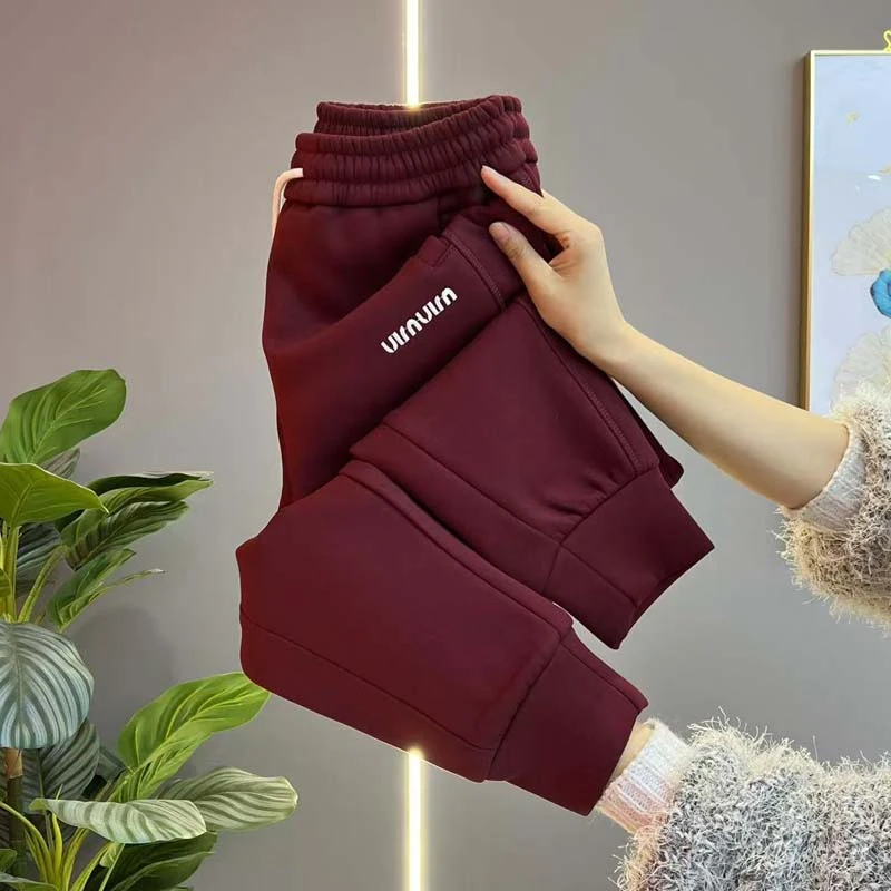 冬季新款加绒哈伦裤女高腰显瘦休闲裤百搭洋气卫裤韩版遮肉哈伦裤