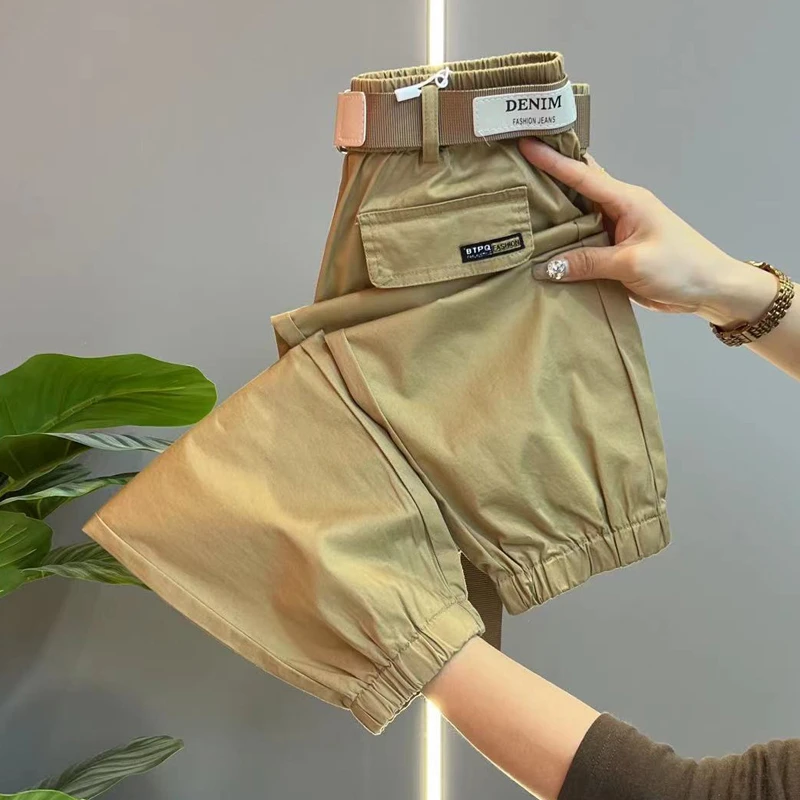 2025春夏季新款休闲裤宽松显瘦工装裤束脚哈伦裤高腰百搭运动女裤